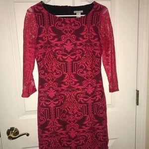 H&M SIZE XS PINK & BLACK 3/4 SLEEVE DRESS!